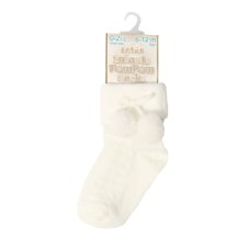 S10-C: Cream Pom Pom Ankle Socks (0-24 Months)